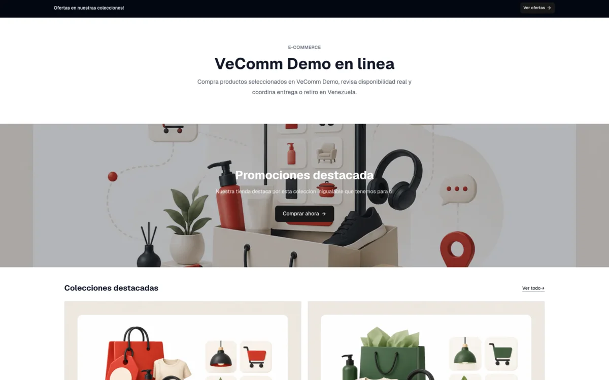 Sanitized ecommerce storefront showing its promotional hero and featured collections